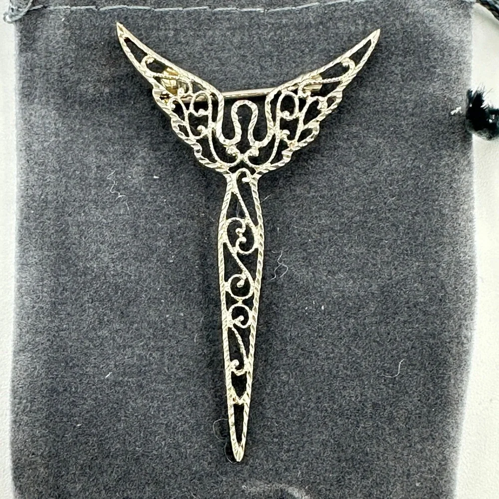 Lavaggi‎ Angel Brooch Sterling Silver 925 Angels of Reconciliation Pin Filigree